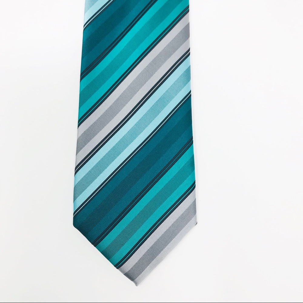 Mens Little Black Tie Green and Gray Skinny Tie